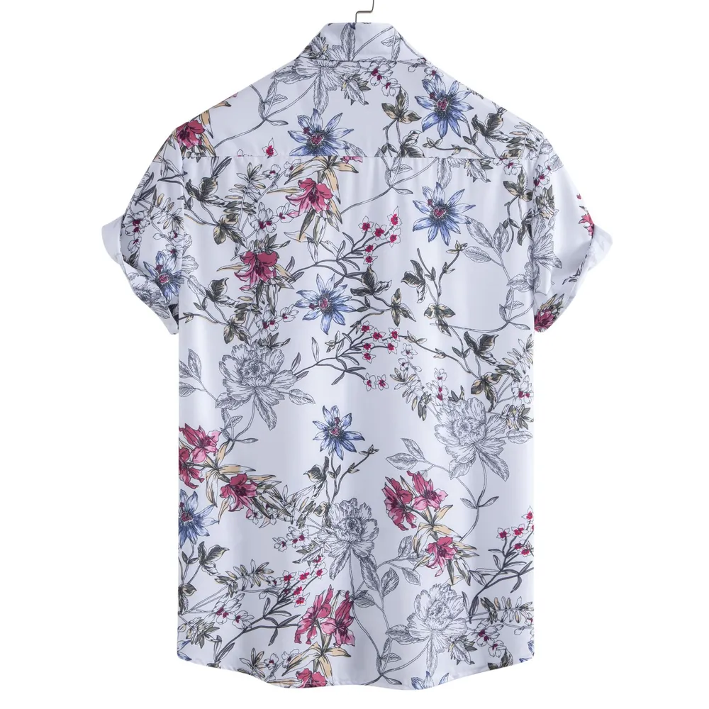Men's Plus Size Floral Print Short Sleeve Casual Shirt, image 2