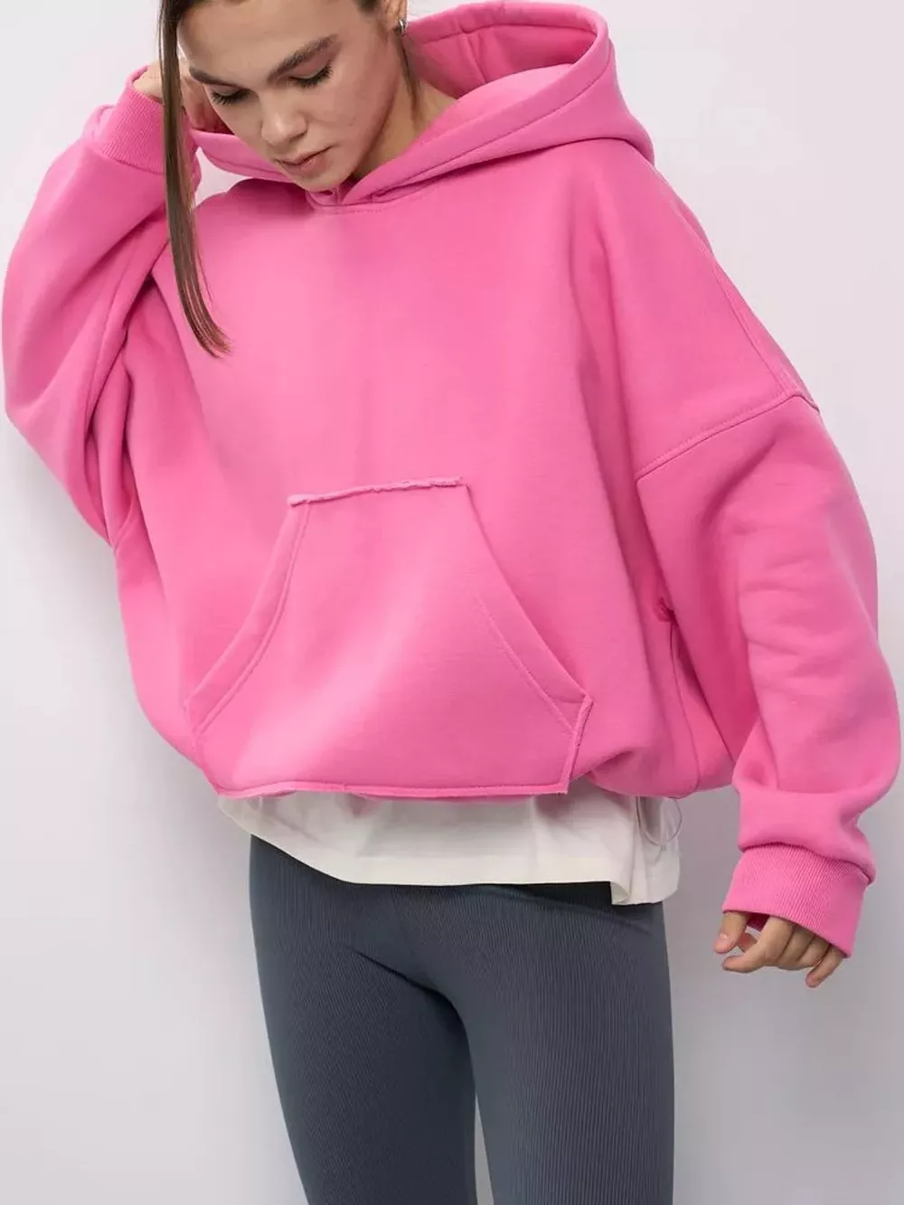 Kangaroo Pocket Dropped Shoulder Hoodie, image 34
