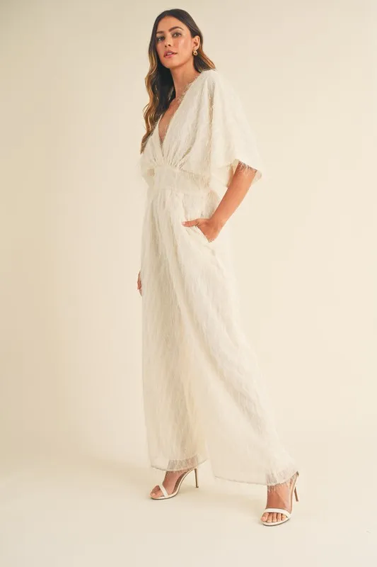 Fluffy Deep V Neck Wide Leg Jumpsuit, image 6