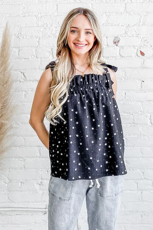 Daisy Polka Dot Print Ruffle Tank Top, image 5