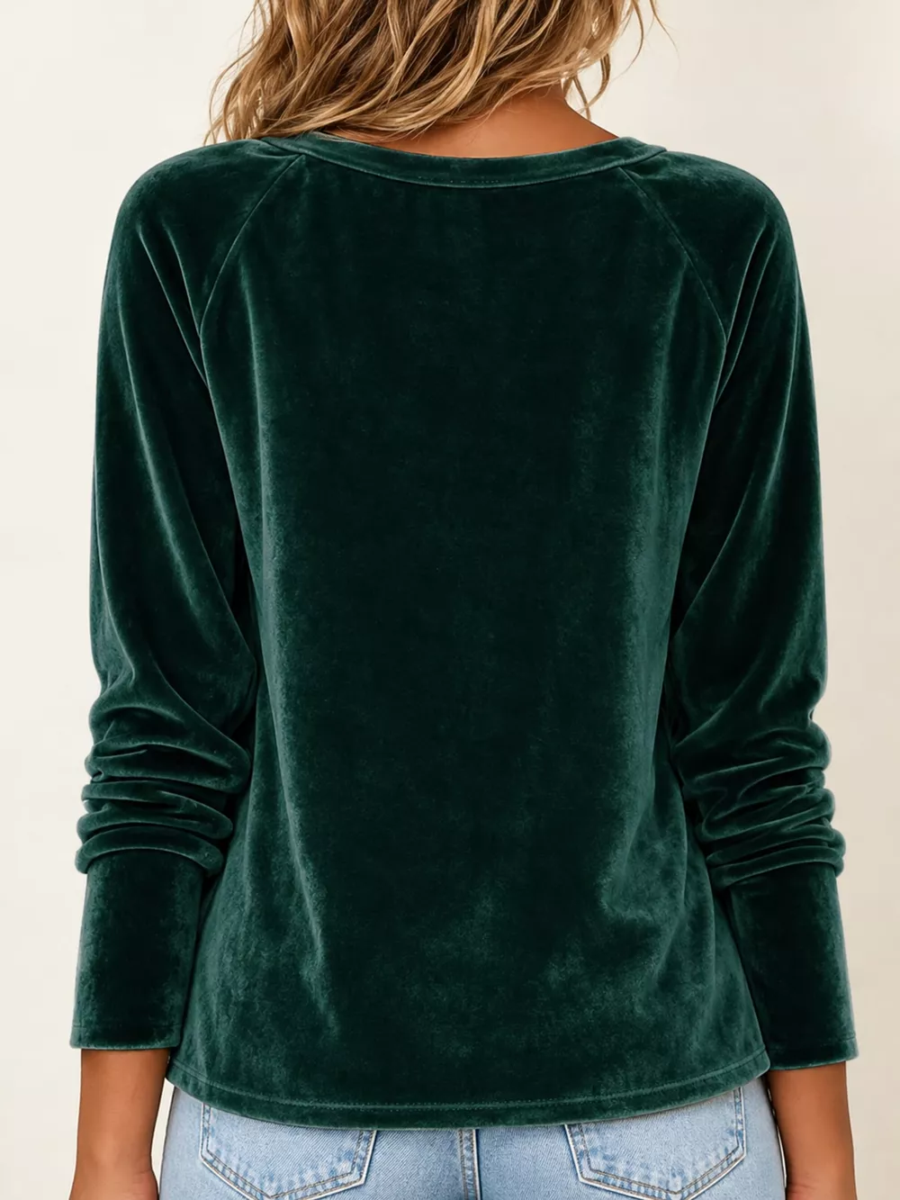 Full Size Velvet Cowl Neck Long Sleeve T-Shirt Plus Size, image 14