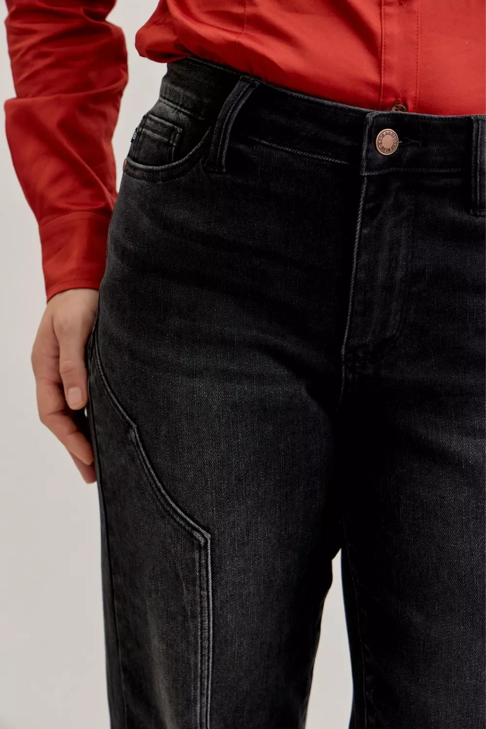 Mid Rise Straight Western Seam Detail Jeans, image 8