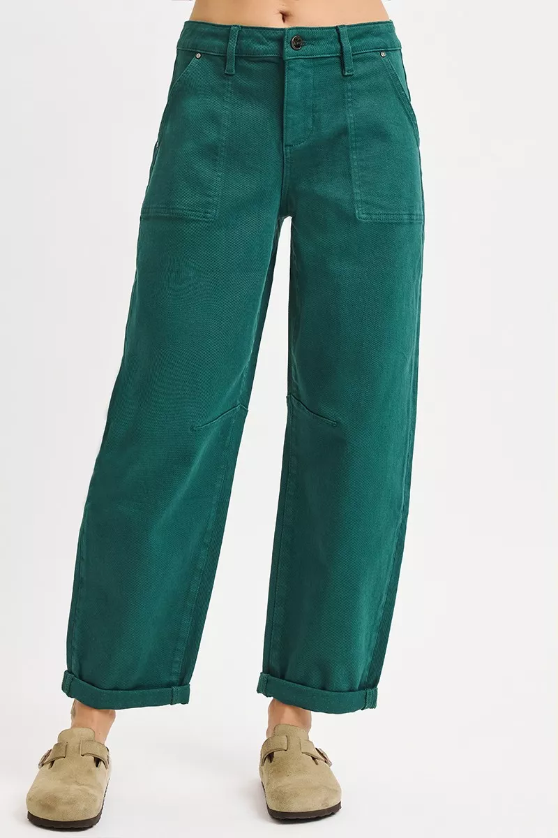 High Rise Ankle Cuffed Barrel Pants, image 2