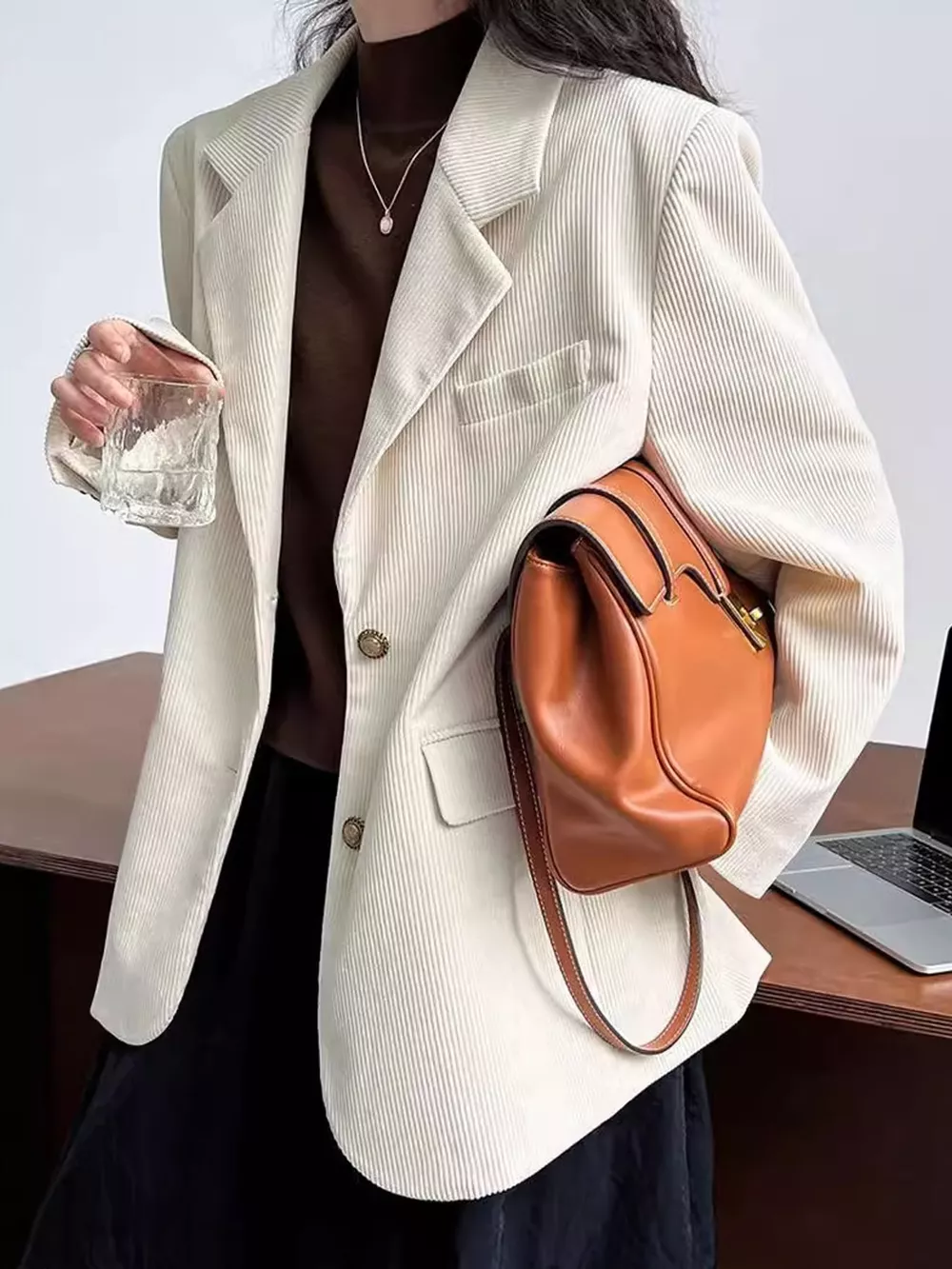 Corduroy Lapel Collar Blazer, image 8