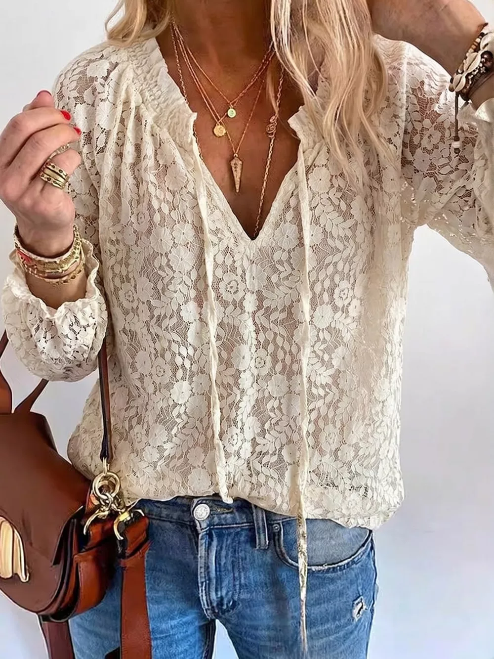 Lace Long Sleeve Blouse, image 2