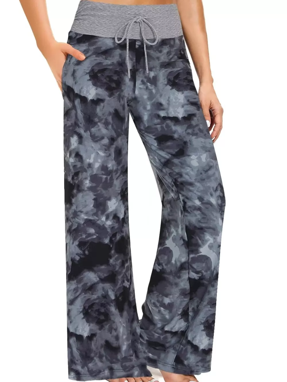 High-Waisted Wide-Leg Lounge Bottoms with Pockets, image 33