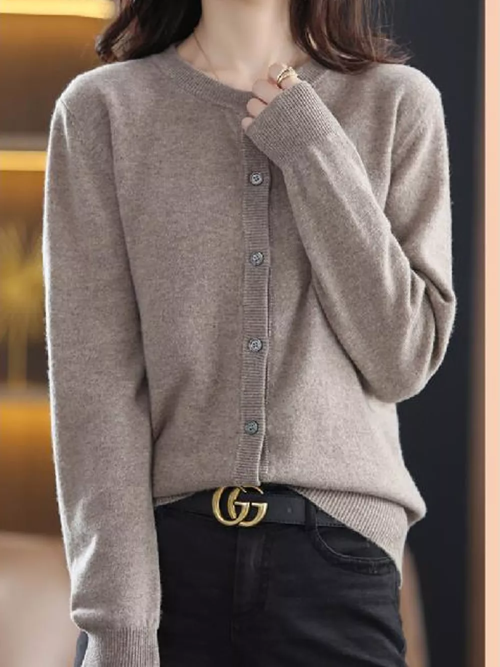 Crew Neck Button-Down Knit Cardigan, image 29