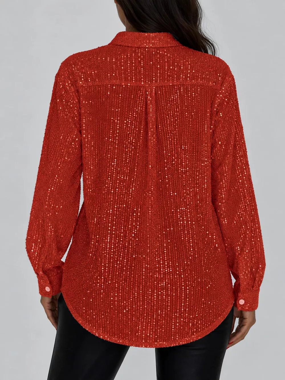 Full Size Sequin Button-Down Shirt Plus Size, image 23