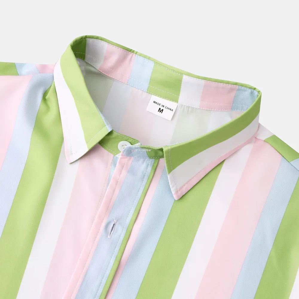 Men's Striped Long Sleeve Button-Up Shirt, image 6