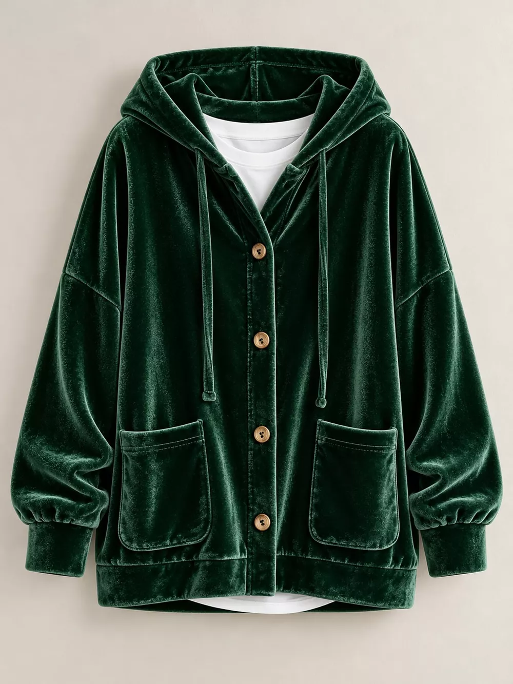 Full Size Velvet Dropped Shoulder Hoodie Plus Size, image 38