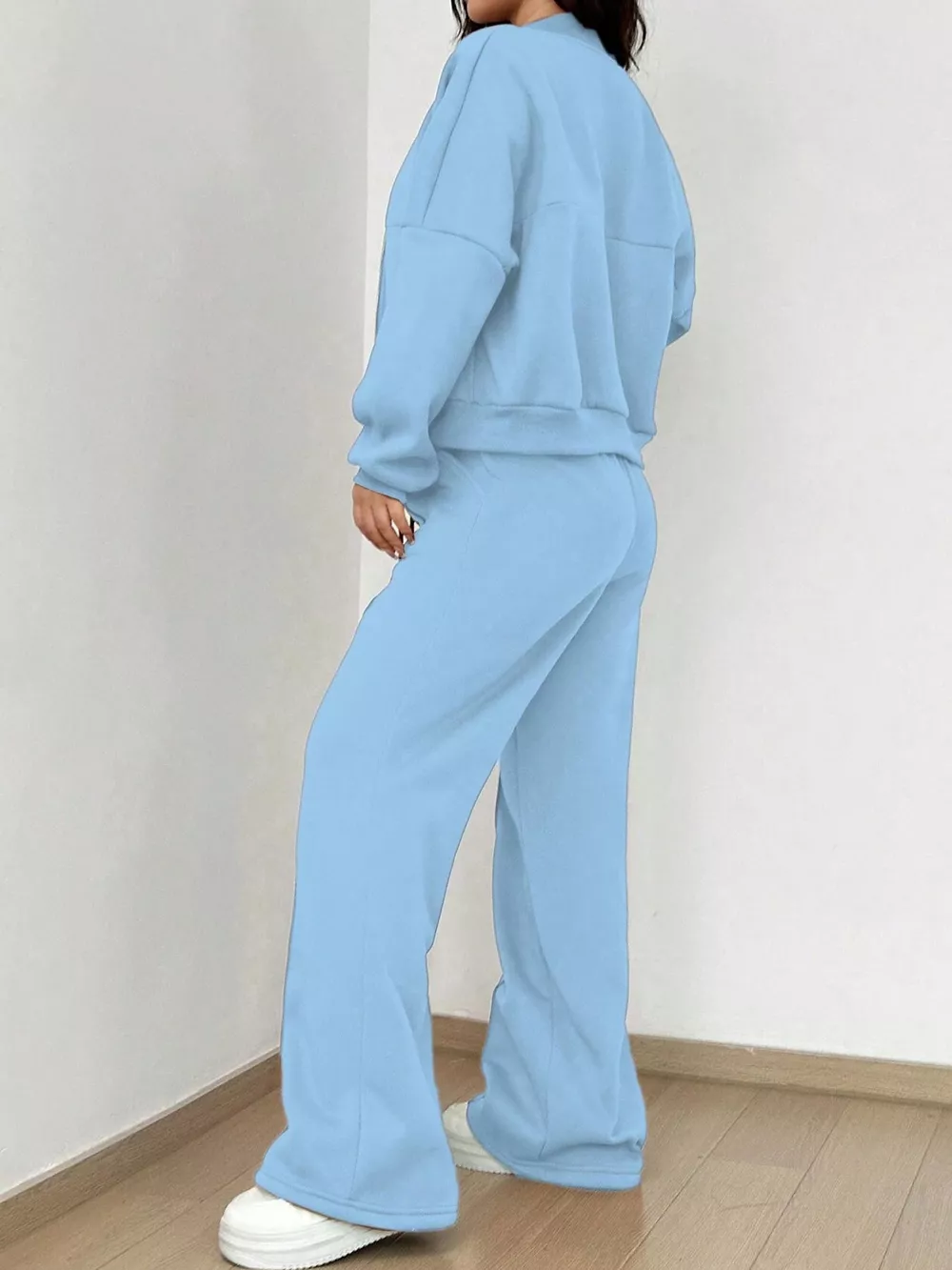 Casual Zip-Up Jacket and Wide-Leg Sweatpants Set, image 48