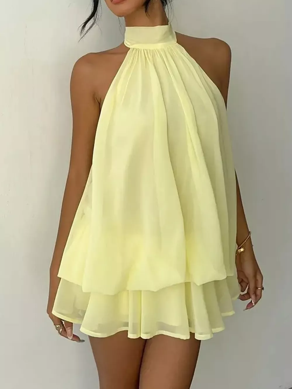 Halter Neck Ruched Mini Dress, image 4