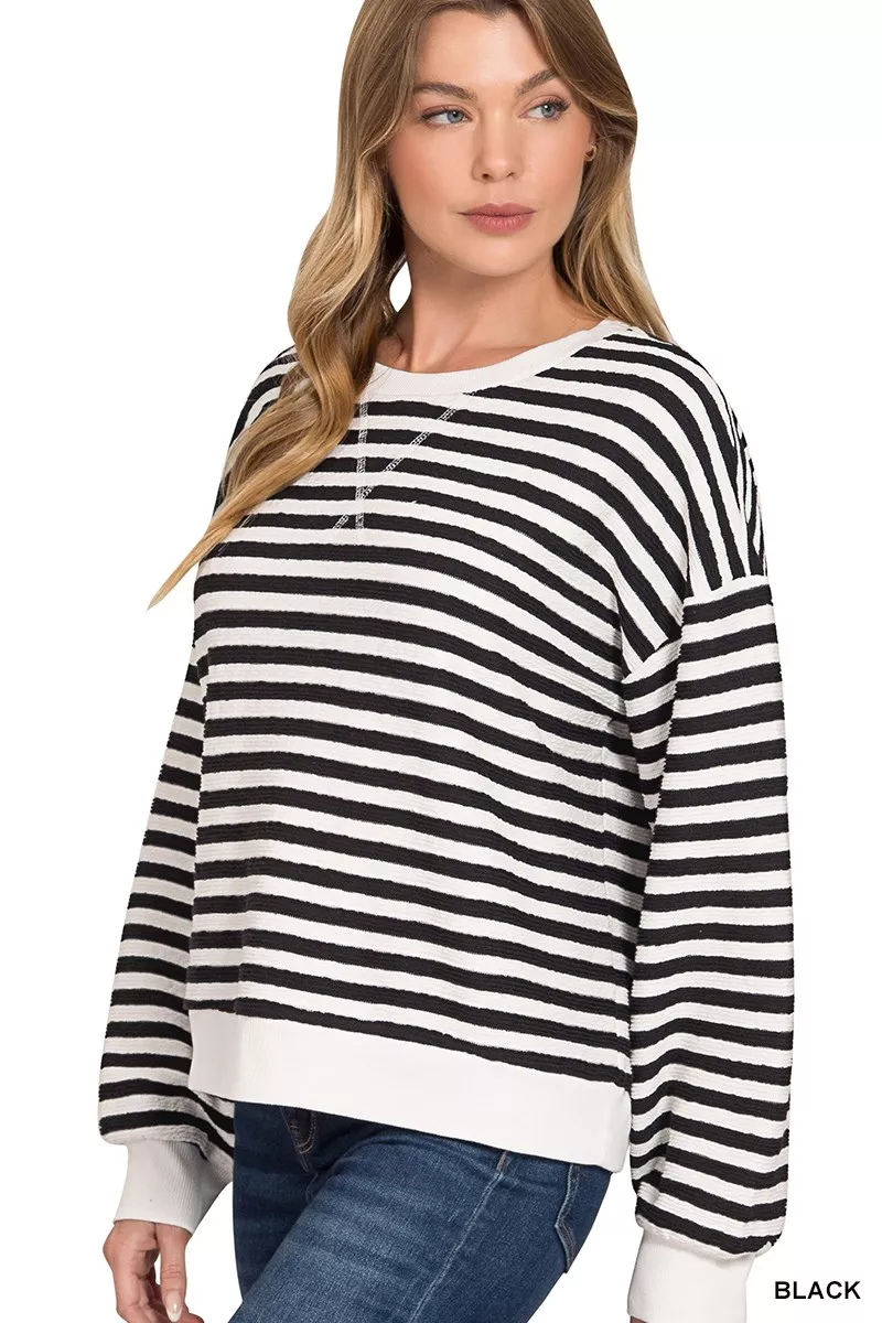 Striped Round Neck Sweatshirt, image 3