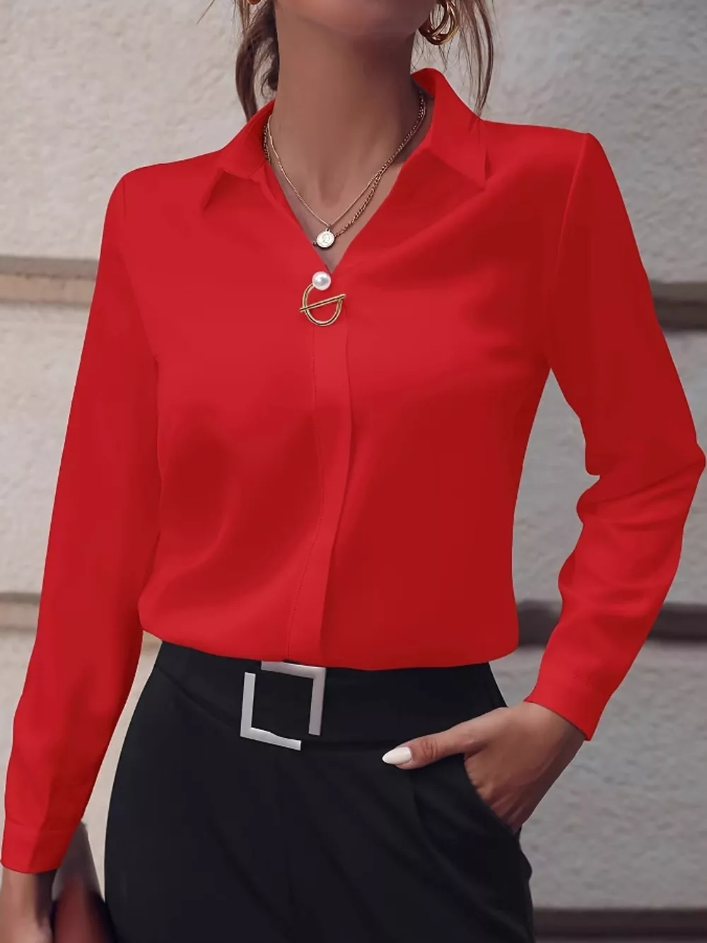Long Sleeve Satin Blouse, image 12
