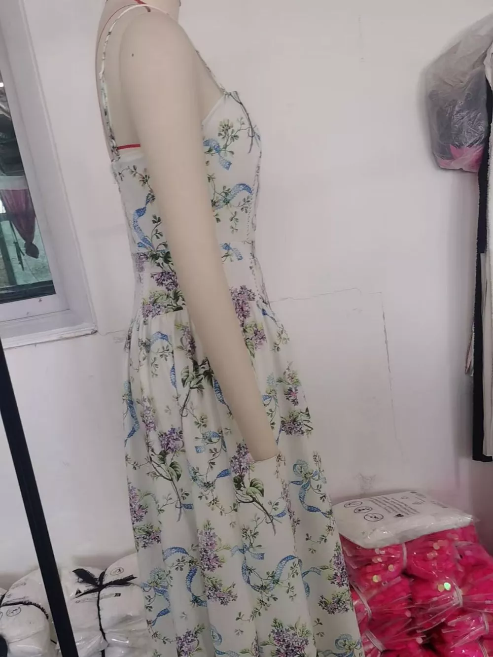 Floral Spaghetti Straps Midi Dress, image 30
