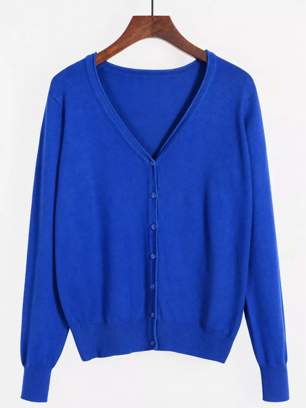 Classic V-Neck Button-Down Knit Cardigan, image 97