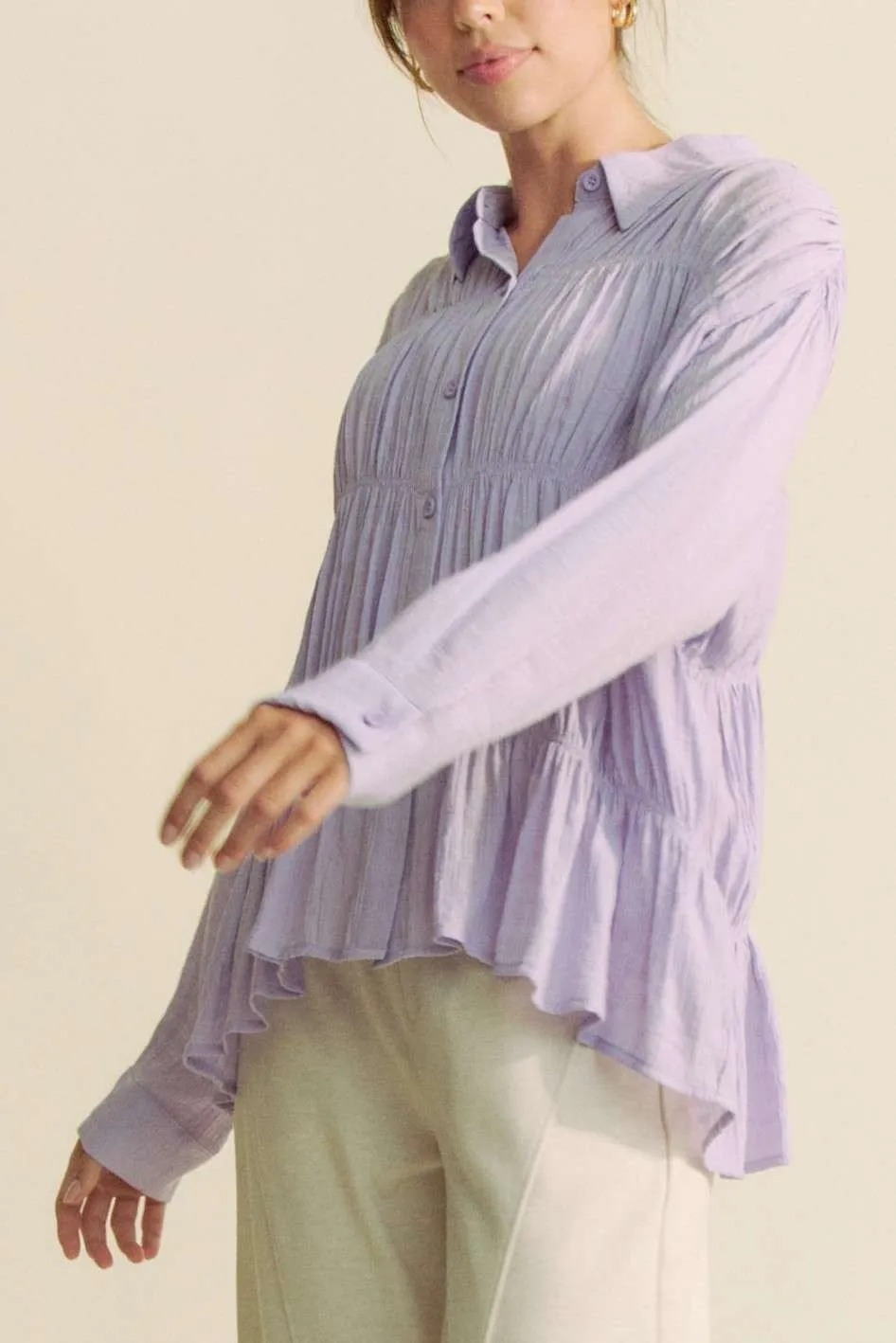 Ruched All Over Button Front Shirt, image 8