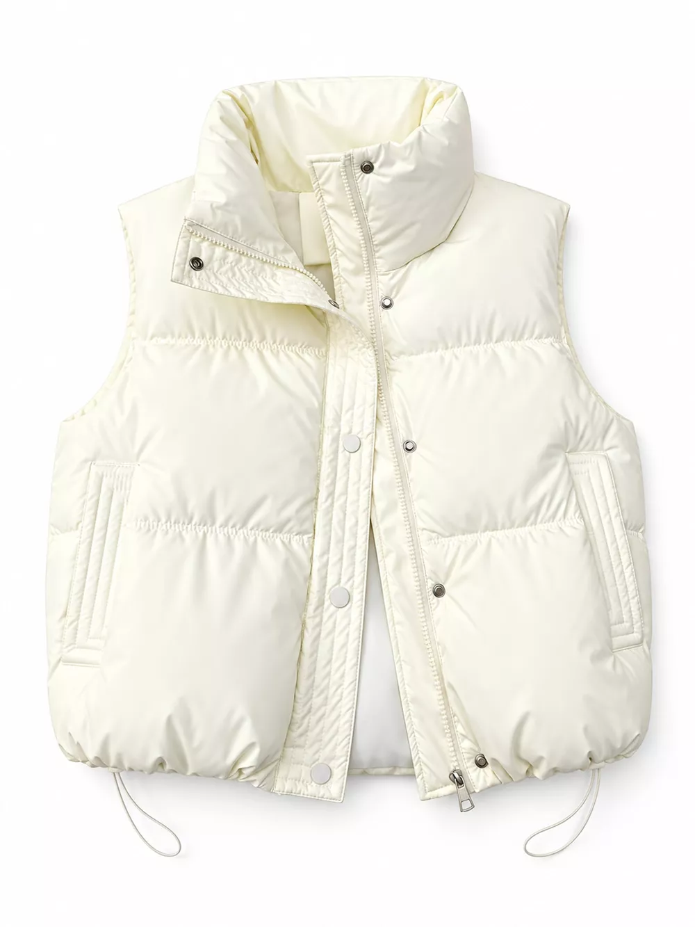 Drawstring Snap Down Puffer Vest Coat, image 11