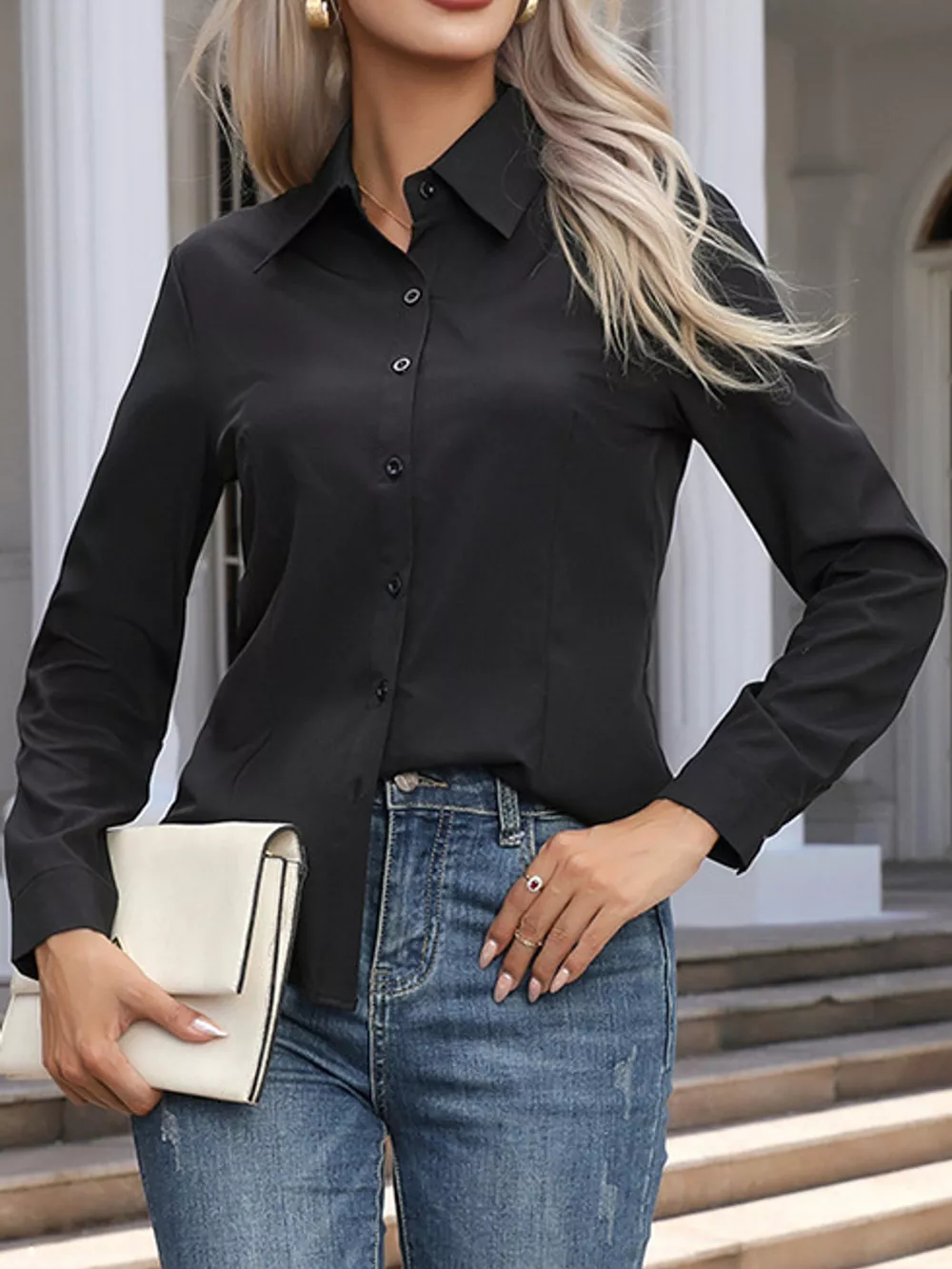 Full Size Button-Down Long Sleeve Shirt Plus Size, image 7