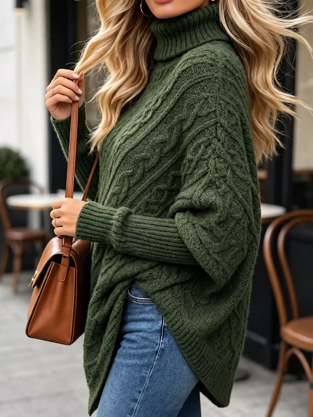 Turtleneck Cable-Knit Sweater, image 9