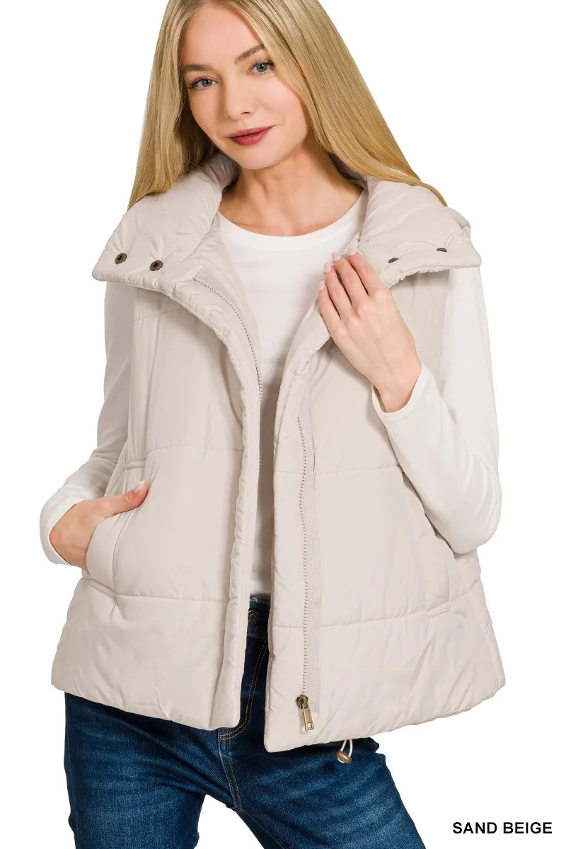 High Neck Zip-Up Vest Coat, image 4