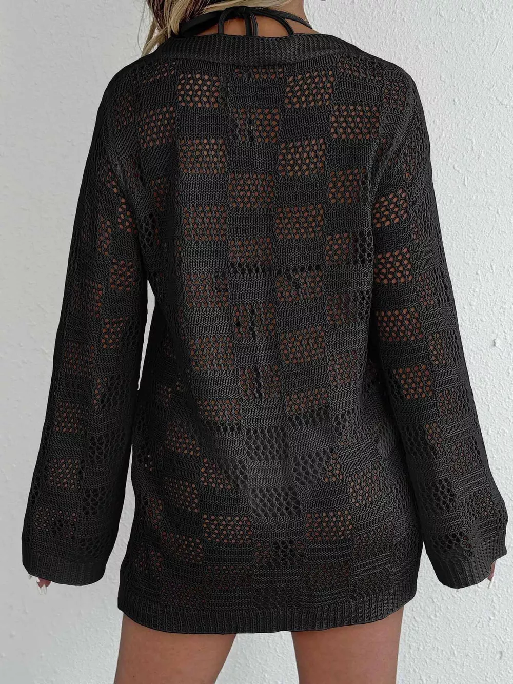Crochet Knit Tie Front Cover-Up, image 8