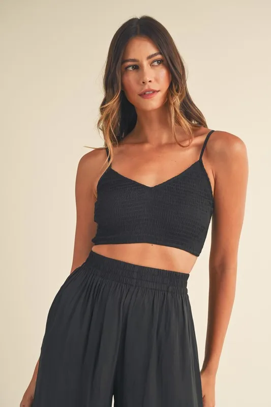 Smocked Bralette Crop Top and Wide Leg Pants Set, image 5