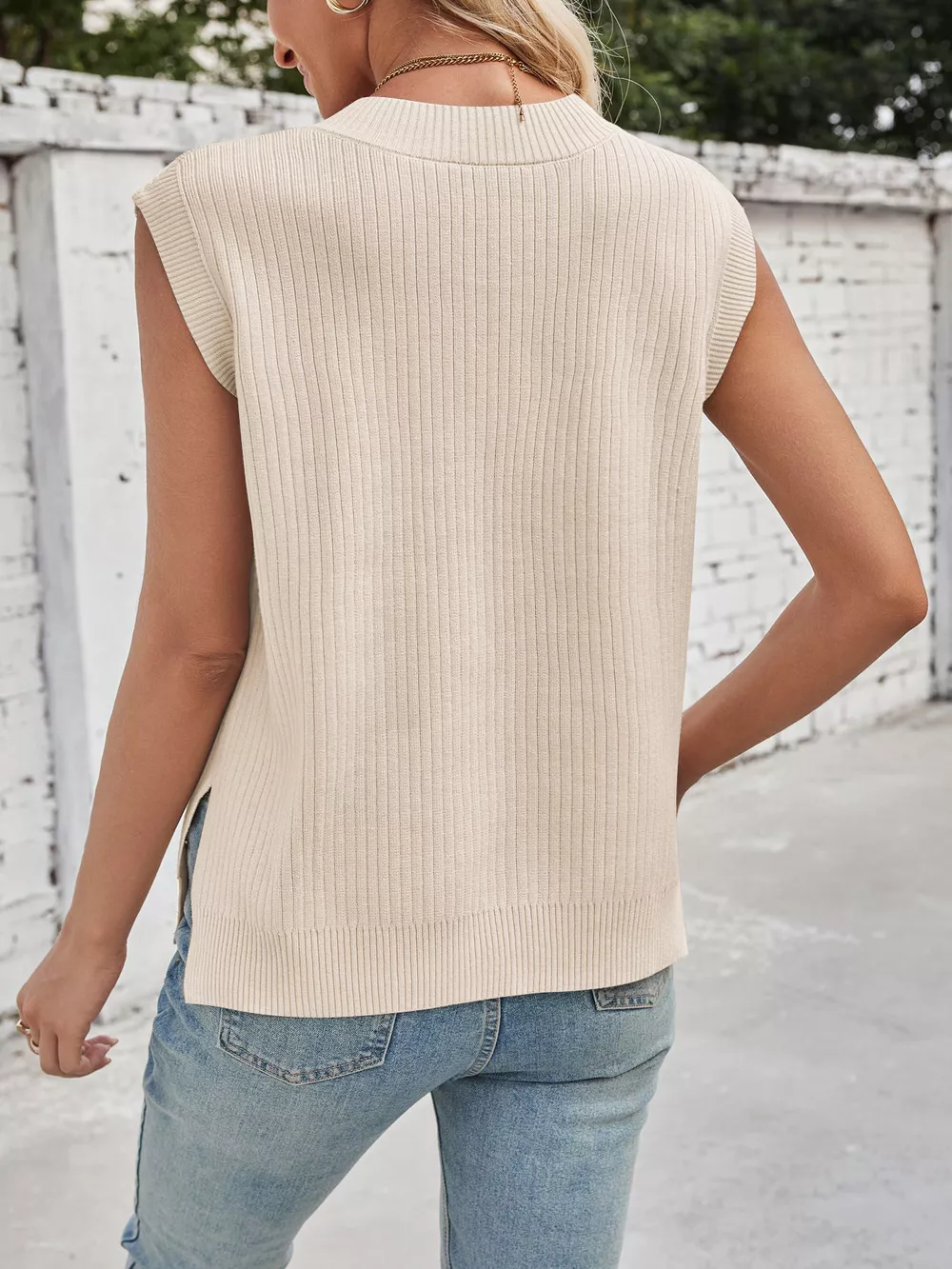 Casual V-Neck Knitted Sweater Vest, image 13