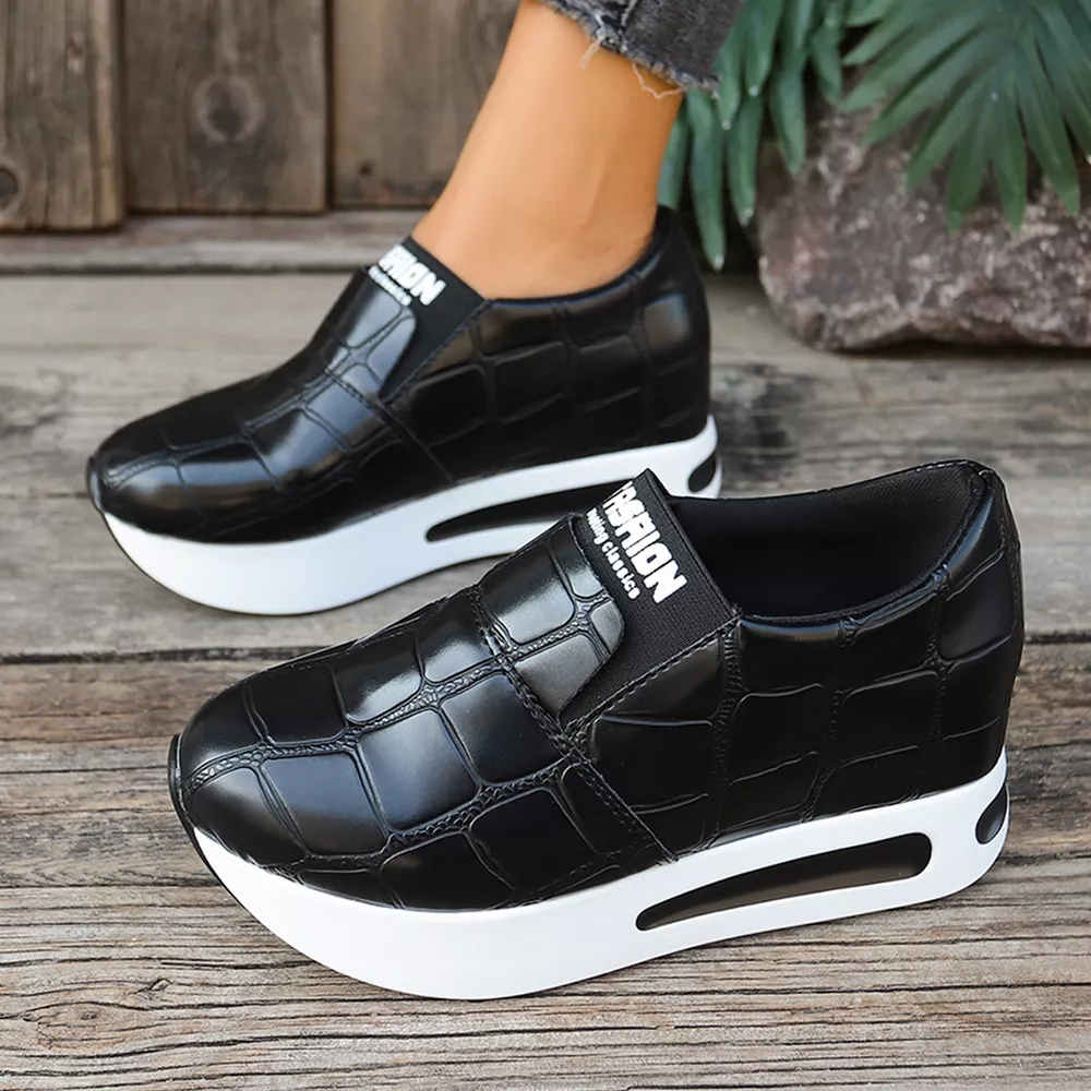 Crocodile Pattern Platform Slip-Ons, image 6
