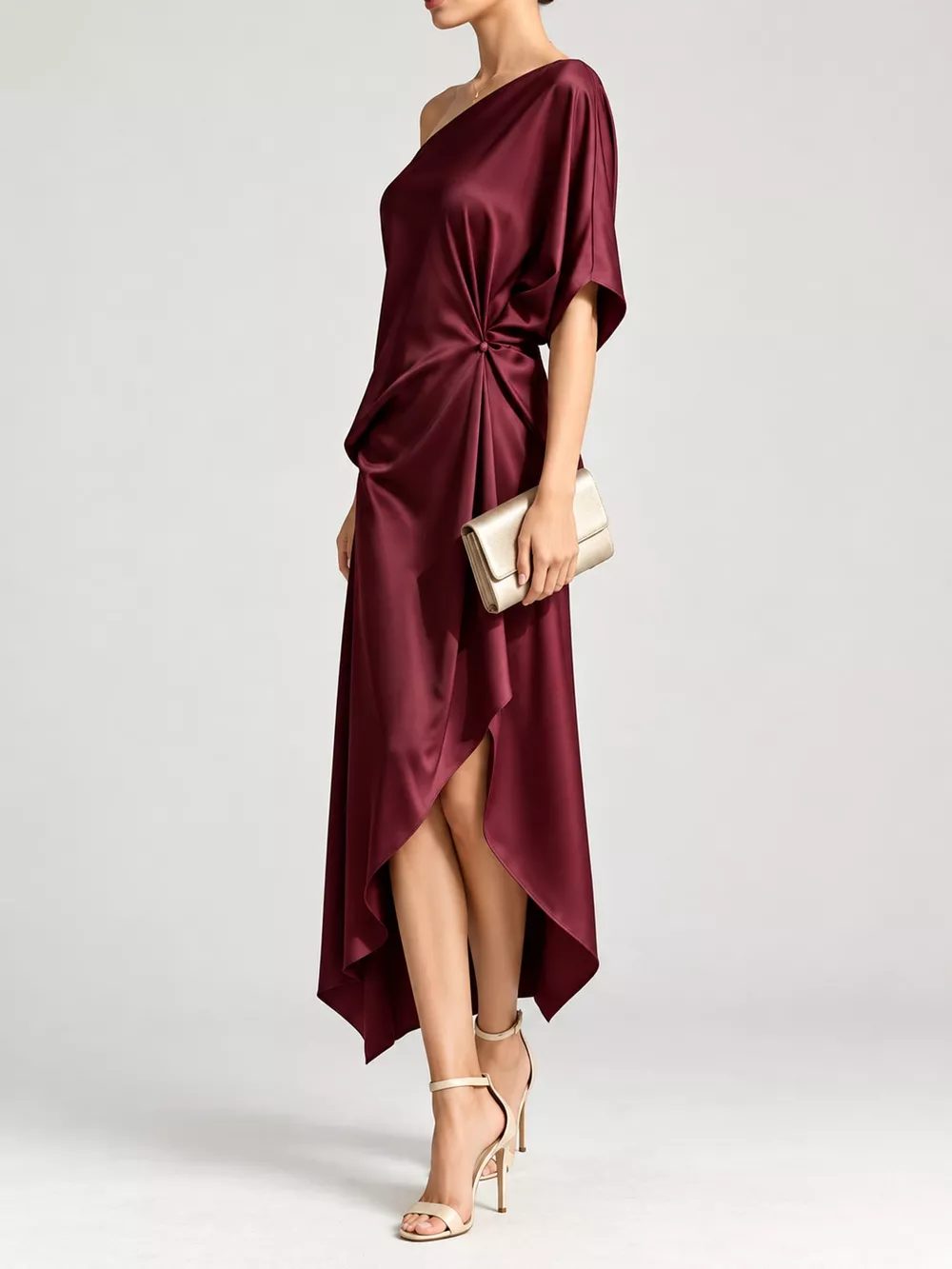Full Size One-Shoulder Asymmetric Hem Midi Dress Plus Size, image 28