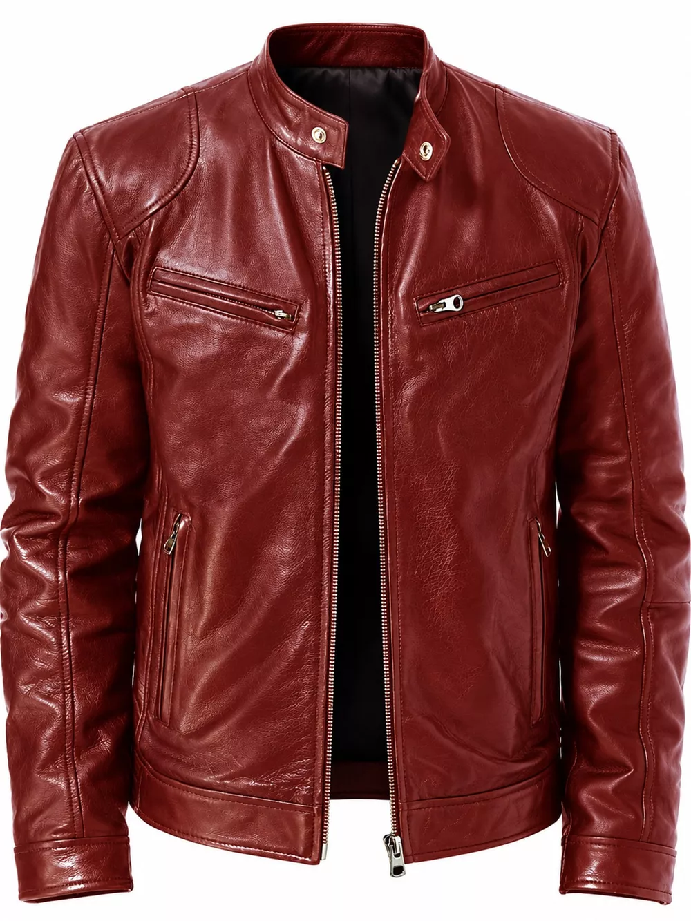 Men's Full Size Faux Leather Zip Up Jacket Plus Size, image 26