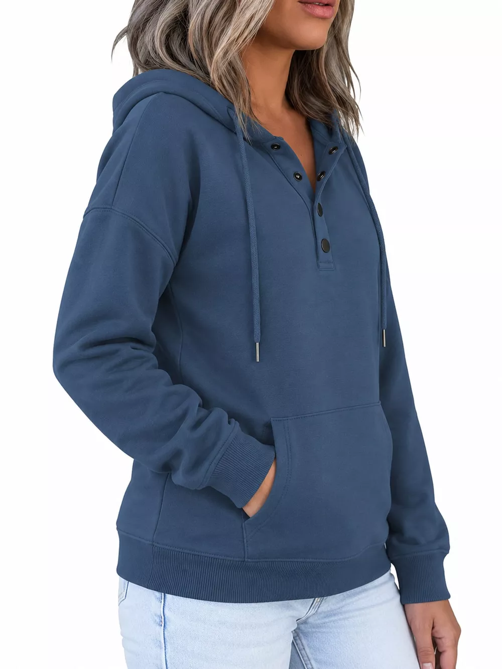 Full Size Kangaroo Pocket Dropped Shoulder Hoodie Plus Size, image 26
