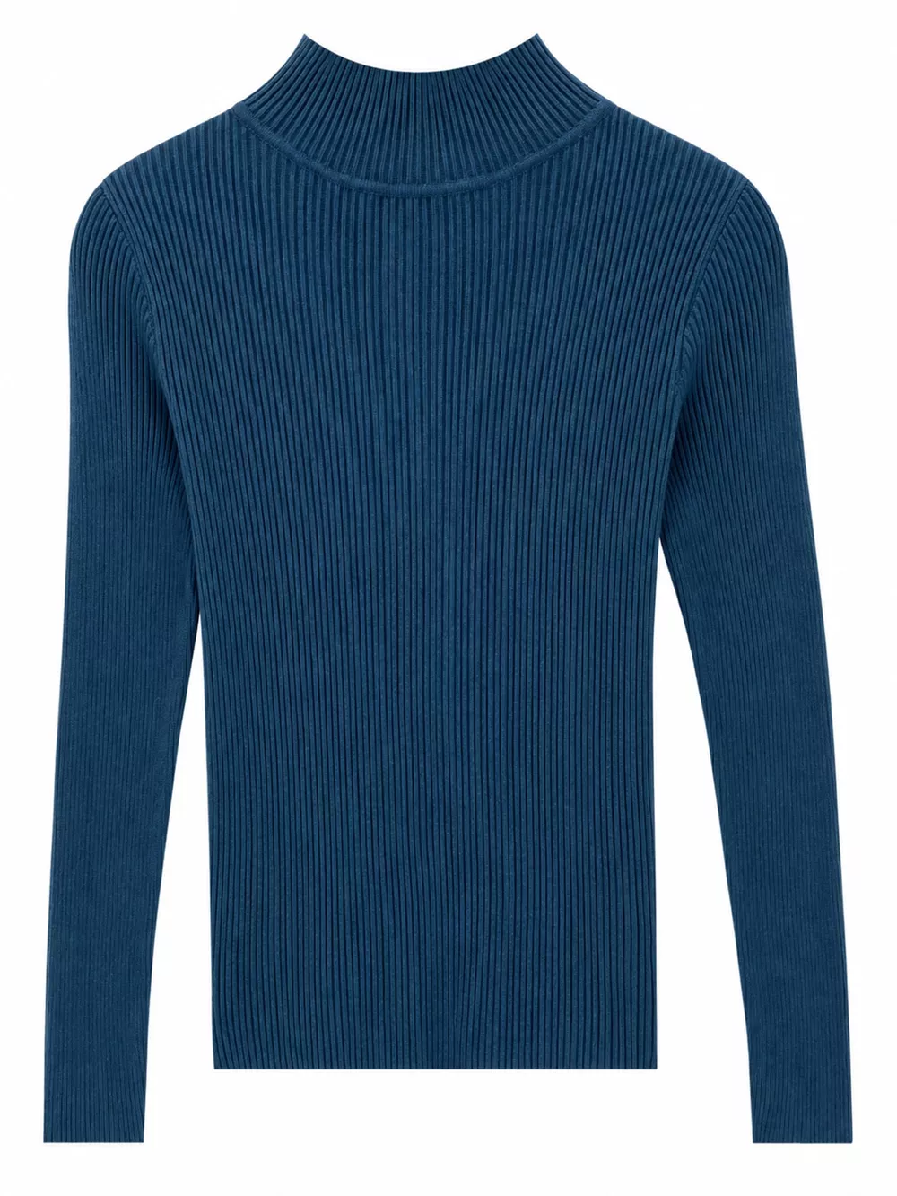 Elegant Slim-Fit Ribbed Mock Neck Knit Top, image 71