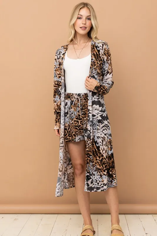 Animal Print Kimono and Shorts Set, image 7