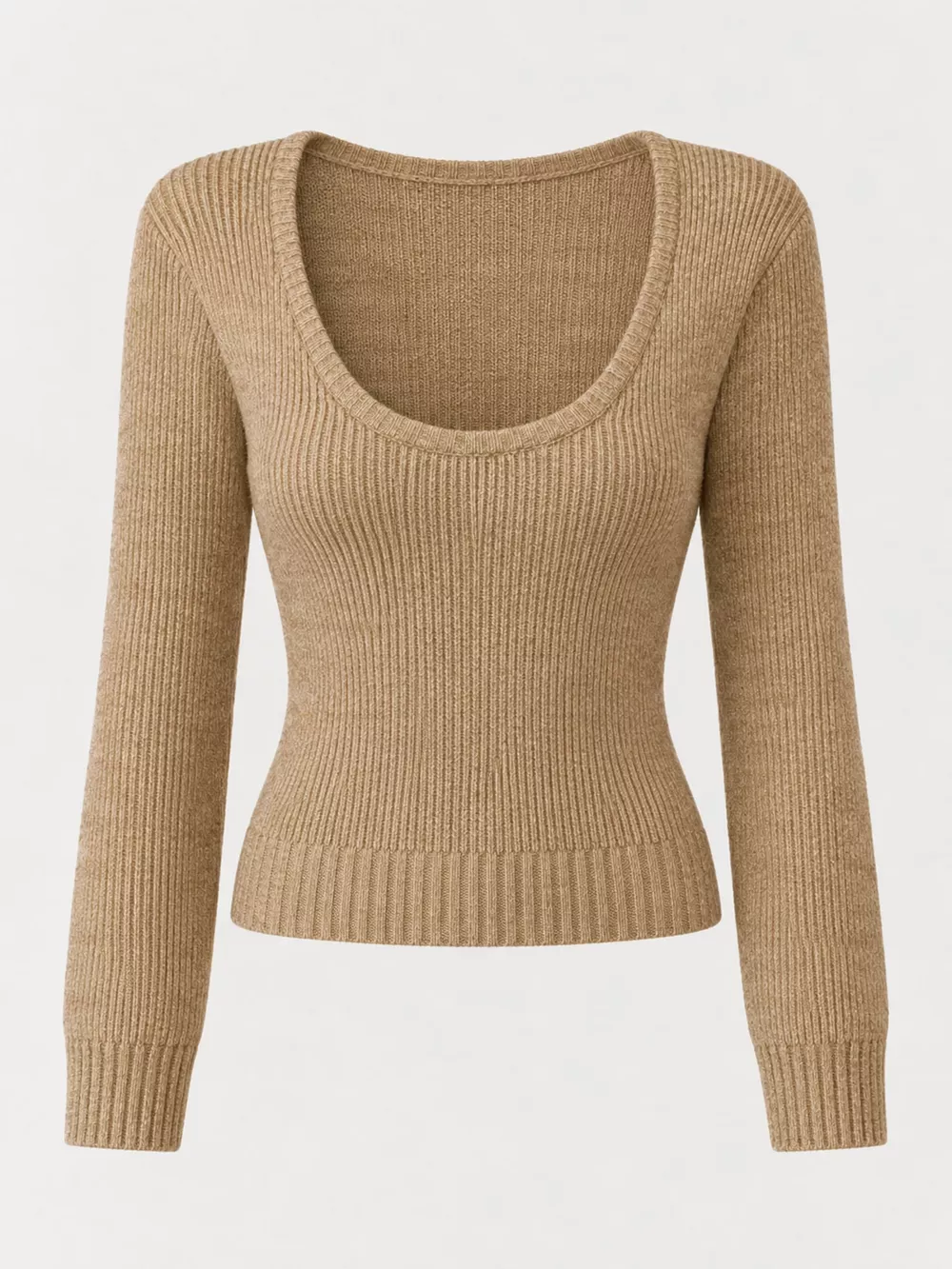 Scoop Neck Ribbed Knit Slim-Fit Sweater, image 7