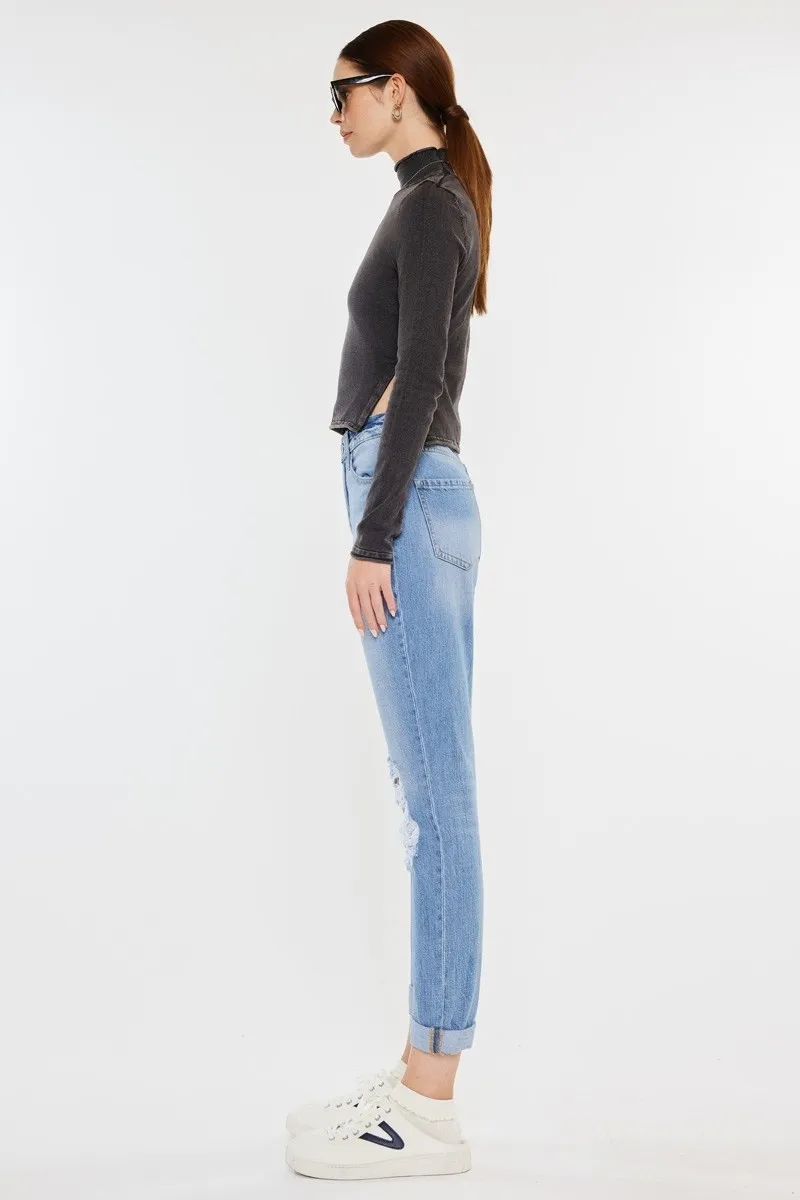 Kancan High Rise Distressed Mom Jeans, image 7