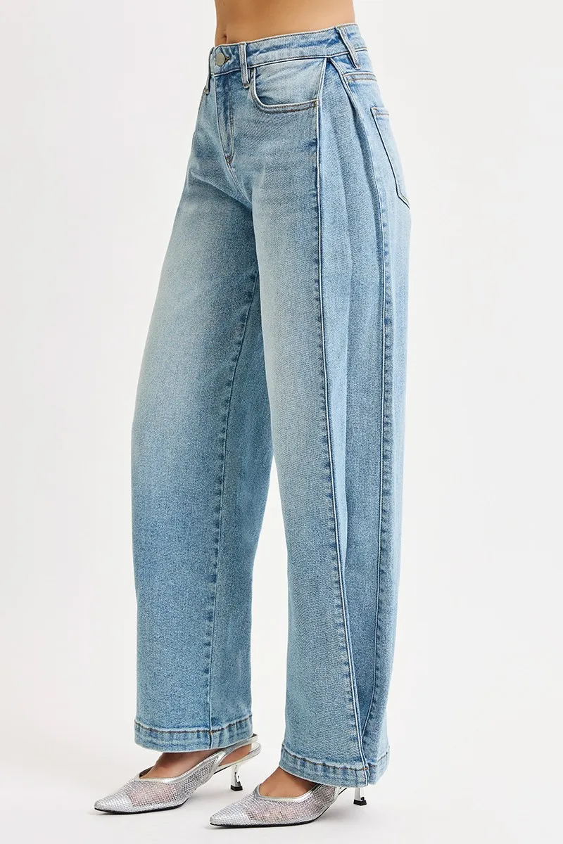 Mid Rise Wide Barrel Transferable Leg Snap Jeans, image 6