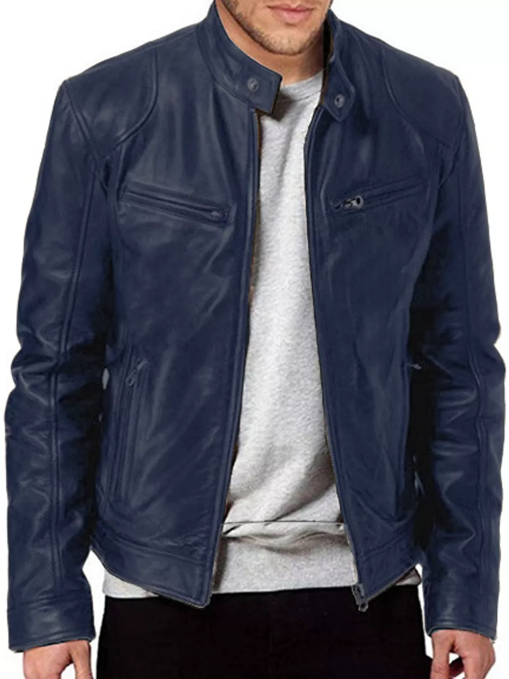Men's Full Size Faux Leather Zip Up Jacket Plus Size, image 32