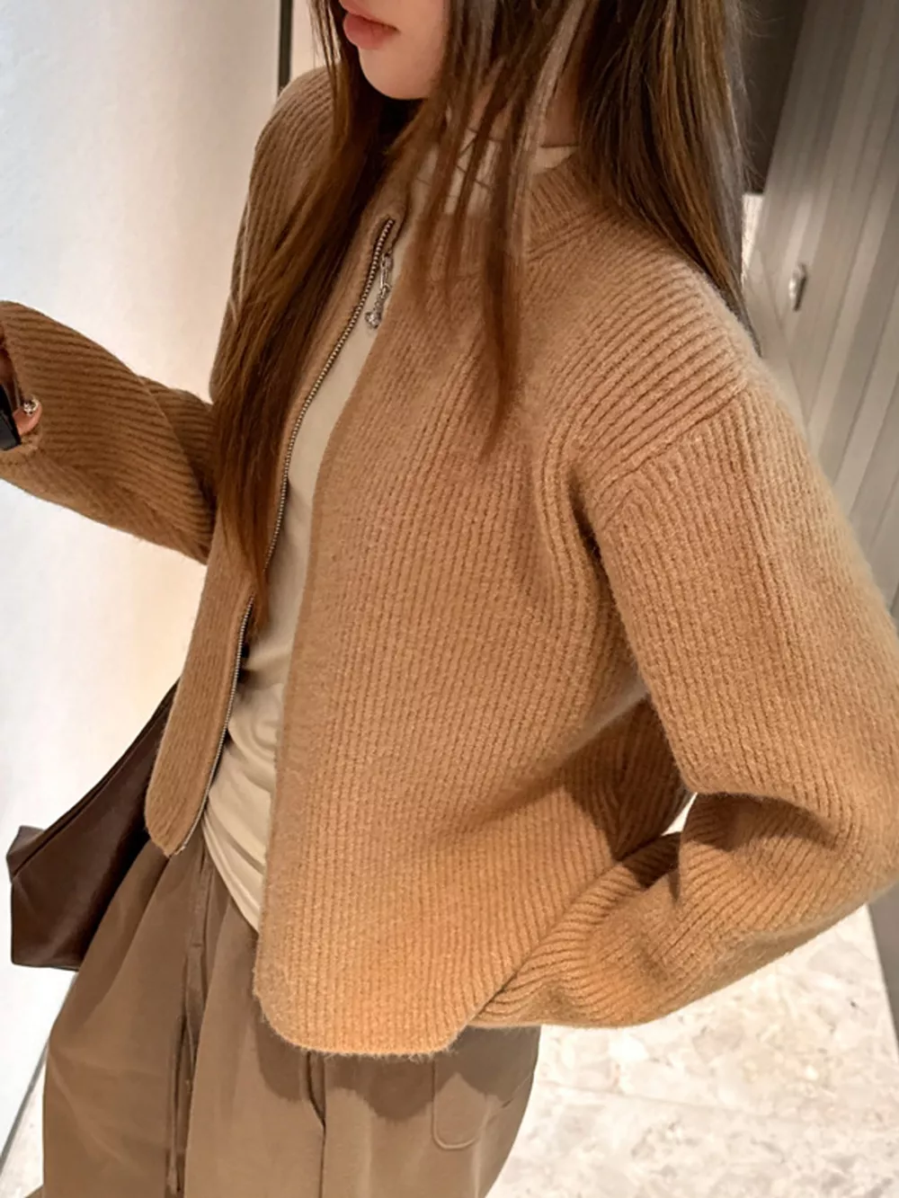 Zip Up Dropped Shoulder Cardigan, image 31