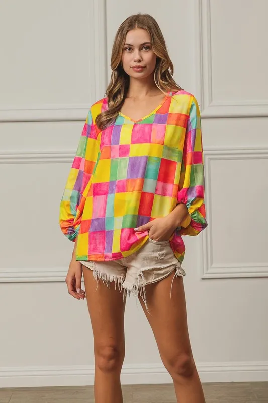 Multi Block Bubble Pop Ballon Top