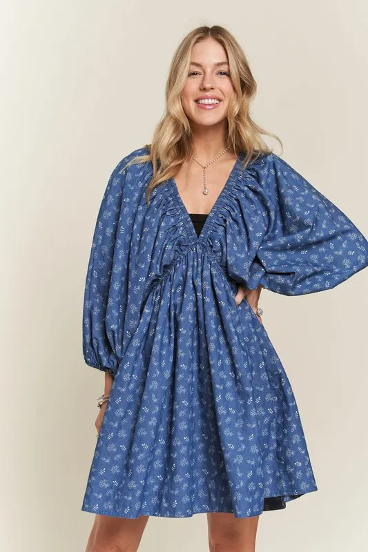 Batwing Sleeves Floral Dress, image 5