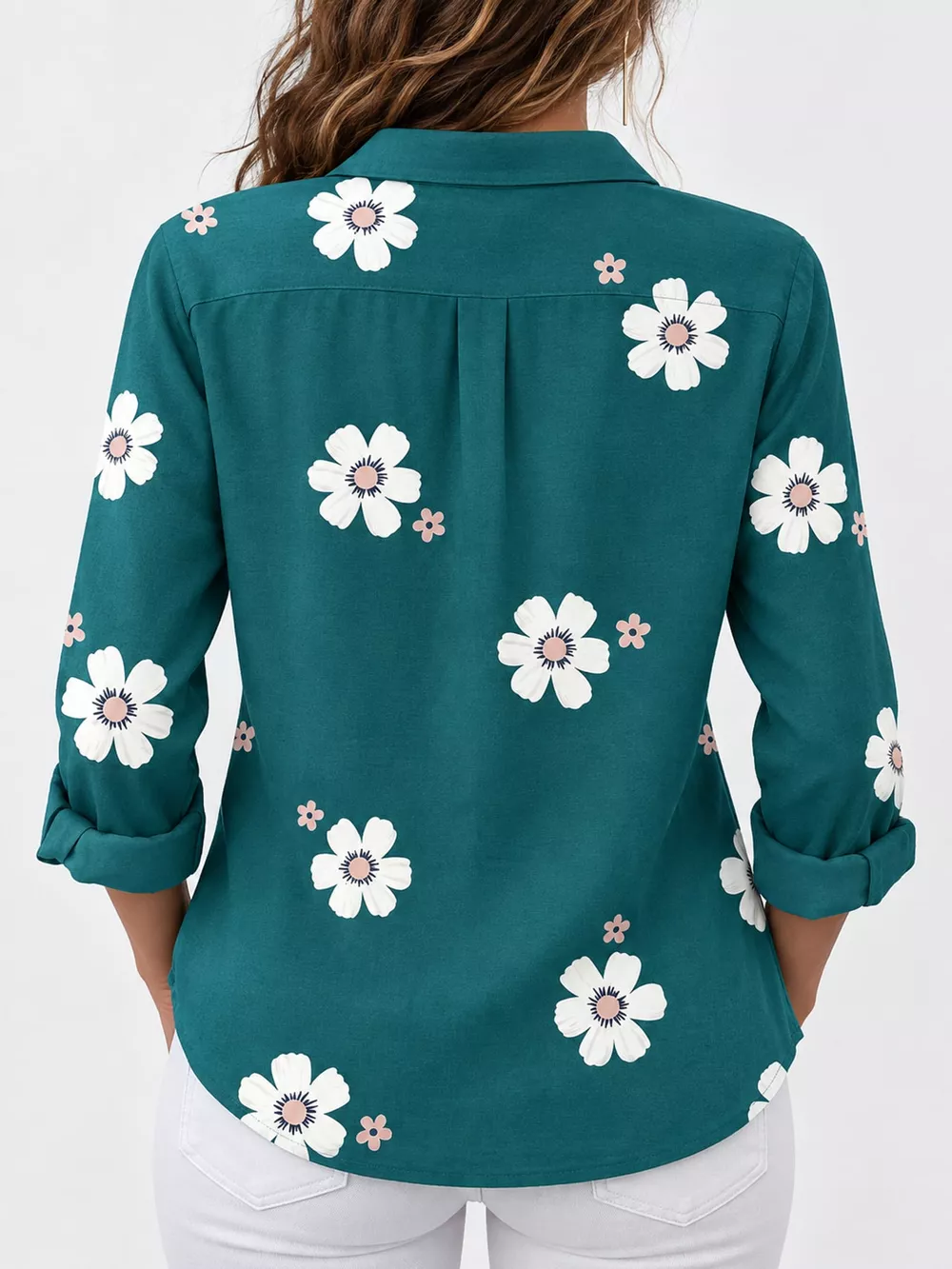 Full Size Floral Print Button-Down Casual Shirt Plus Size, image 14