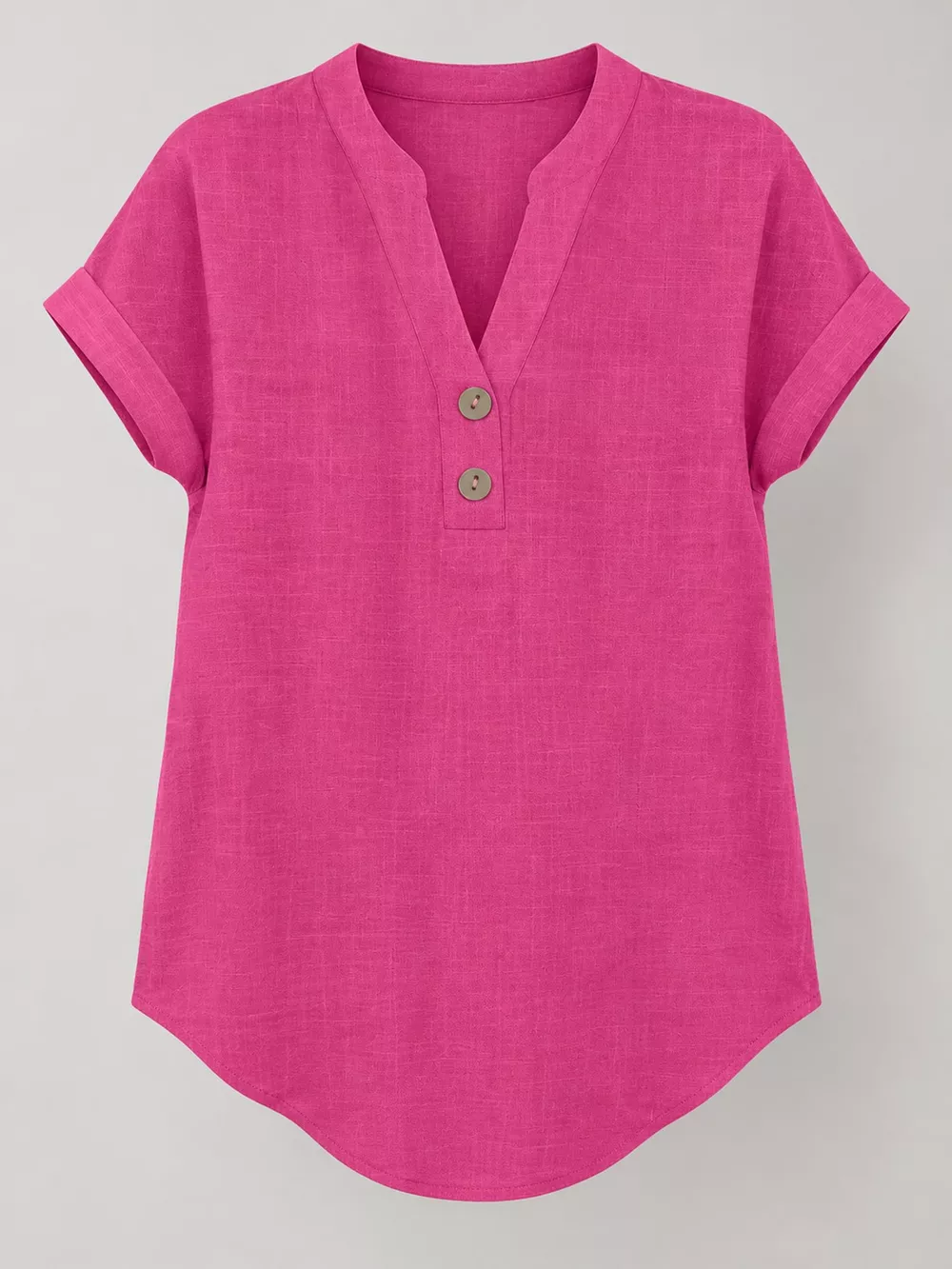 Full Size Button Detail Short Sleeve Blouse Plus Size, image 44