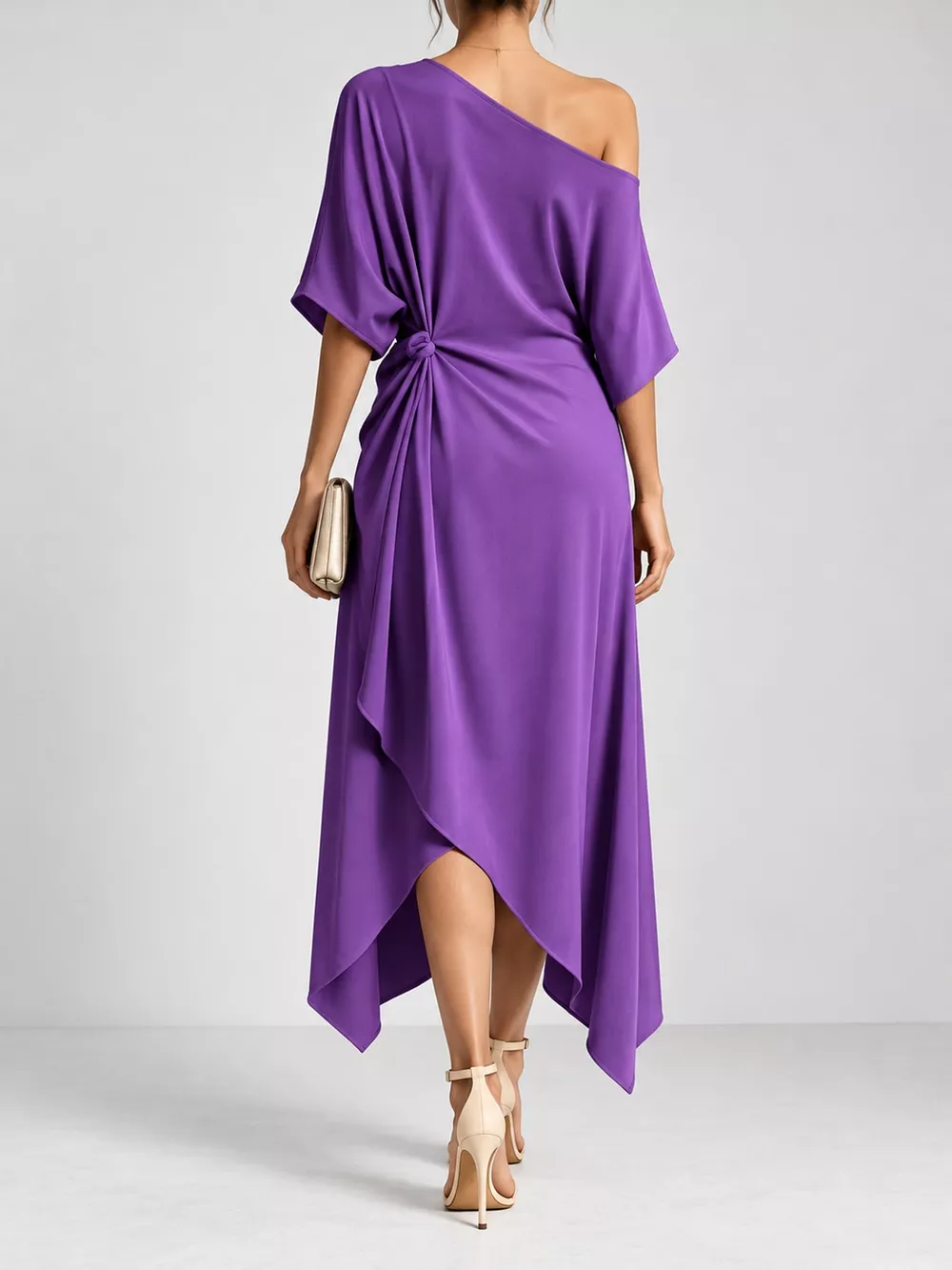 Full Size One-Shoulder Asymmetric Hem Midi Dress Plus Size, image 34