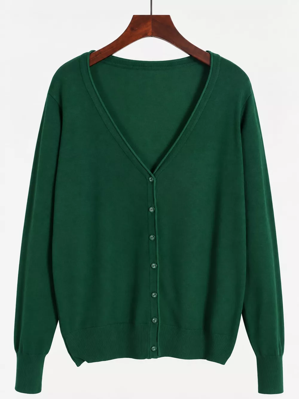 Classic V-Neck Button-Down Knit Cardigan, image 85