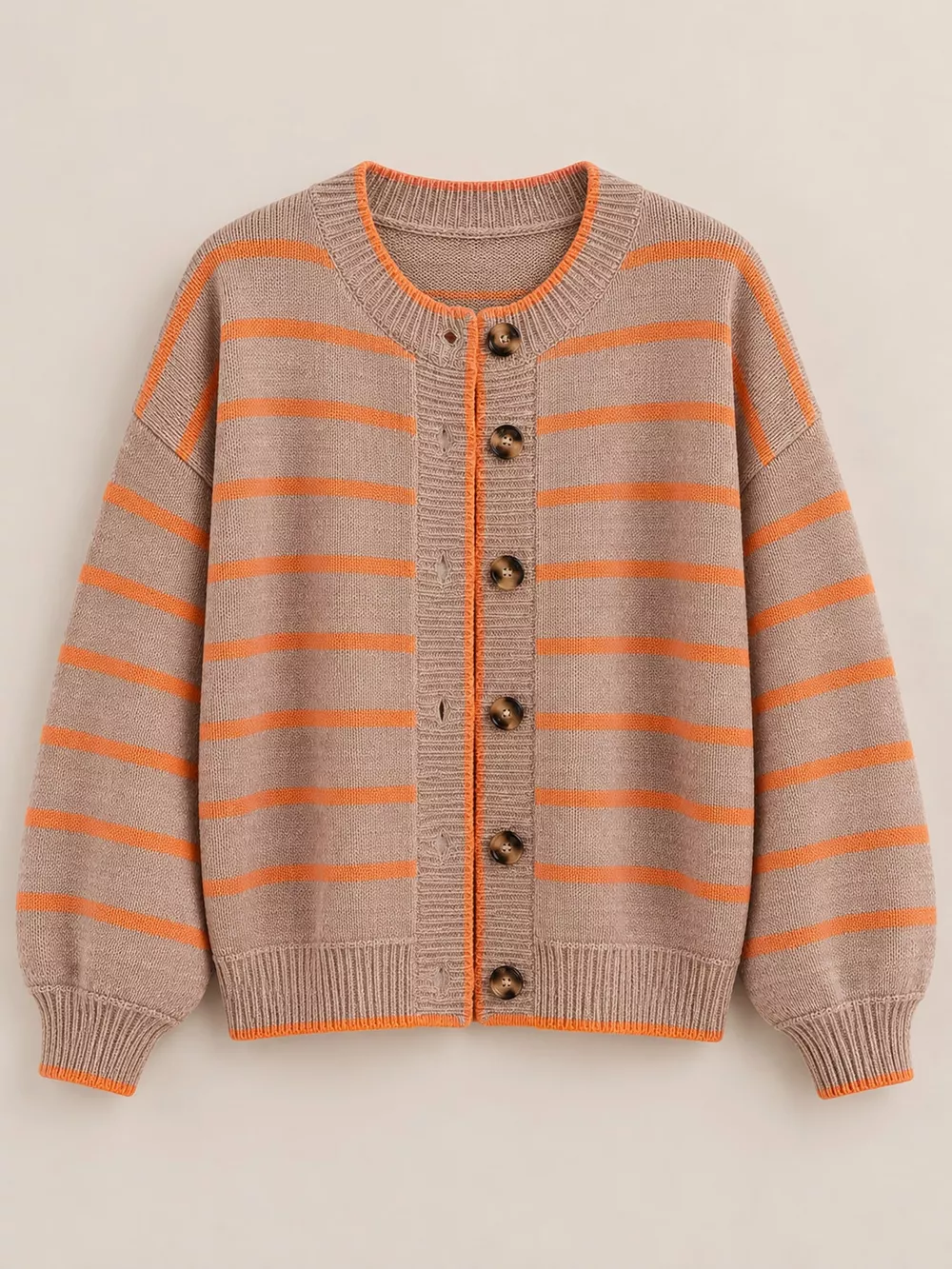 Striped Button-Down Knit Cardigan, image 10
