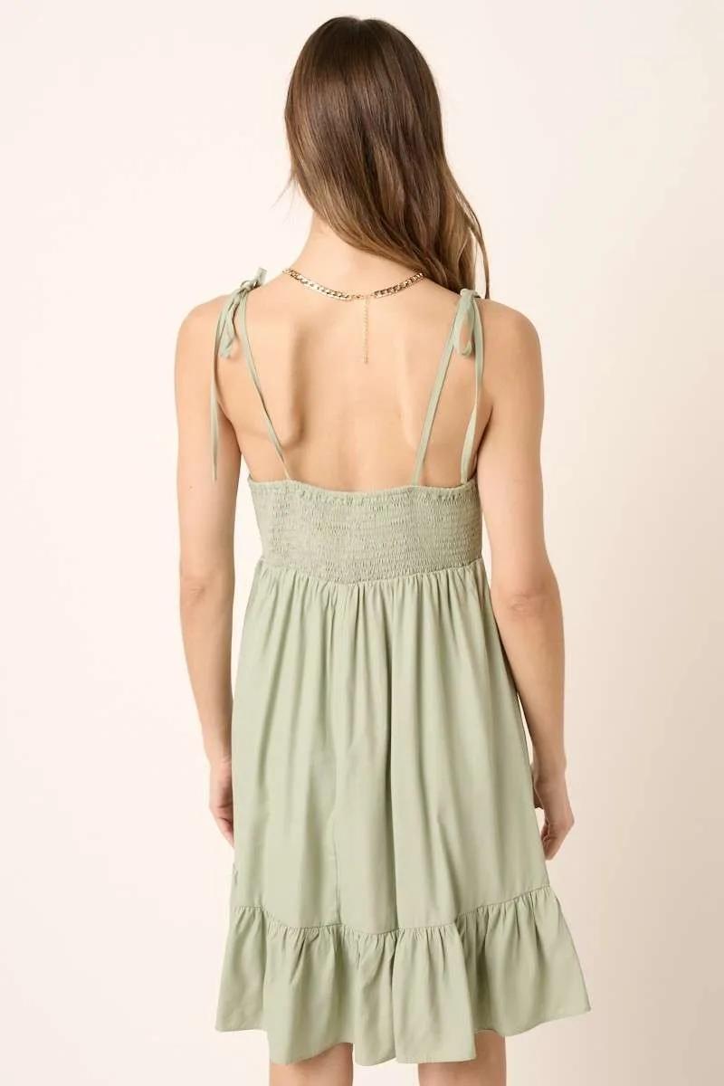 Ruched Detail Spaghetti Tie Mini Dress, image 4