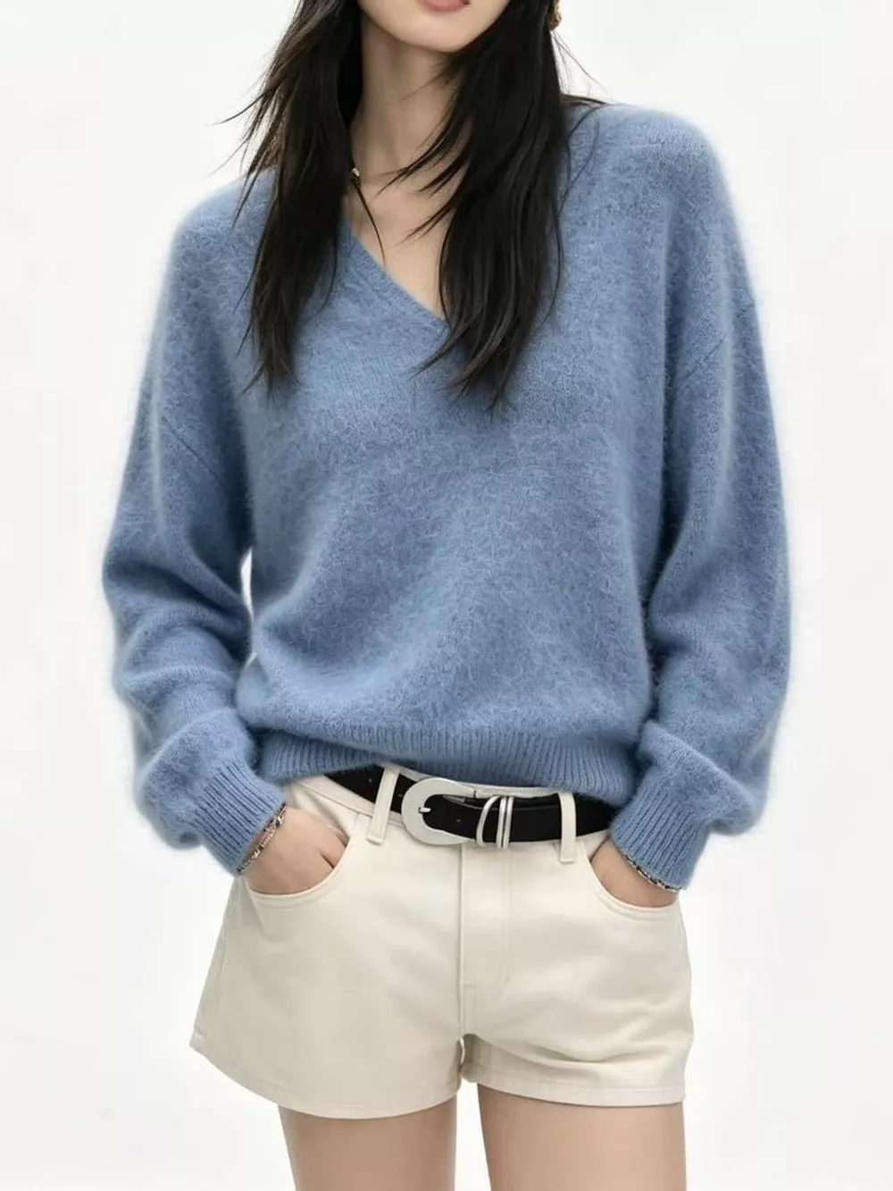 V-Neck Dropped Shoulder Sweater, image 26