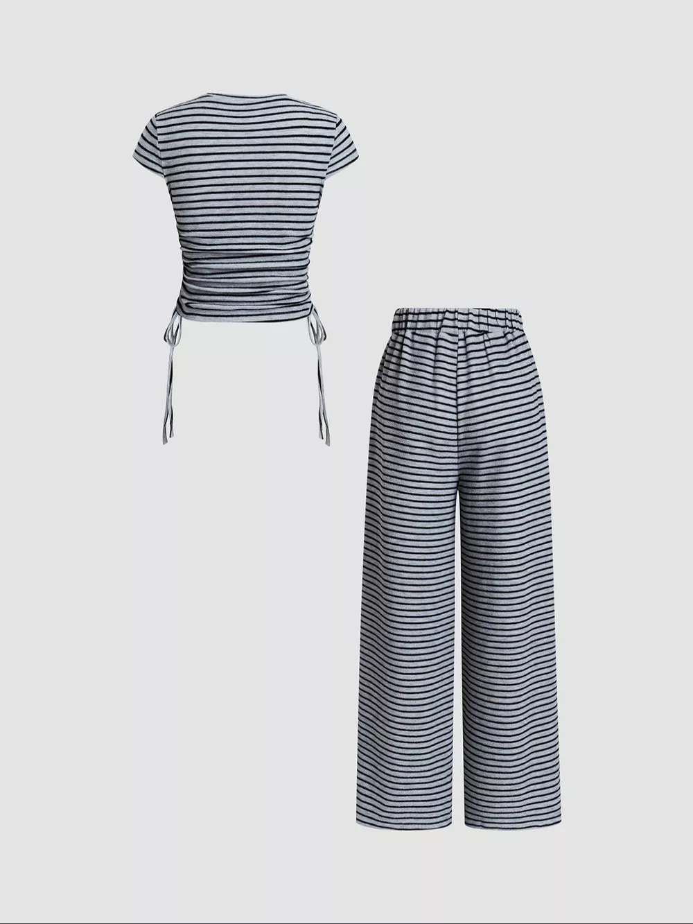 Striped Crop Top and Wide Leg Pants Set, image 11