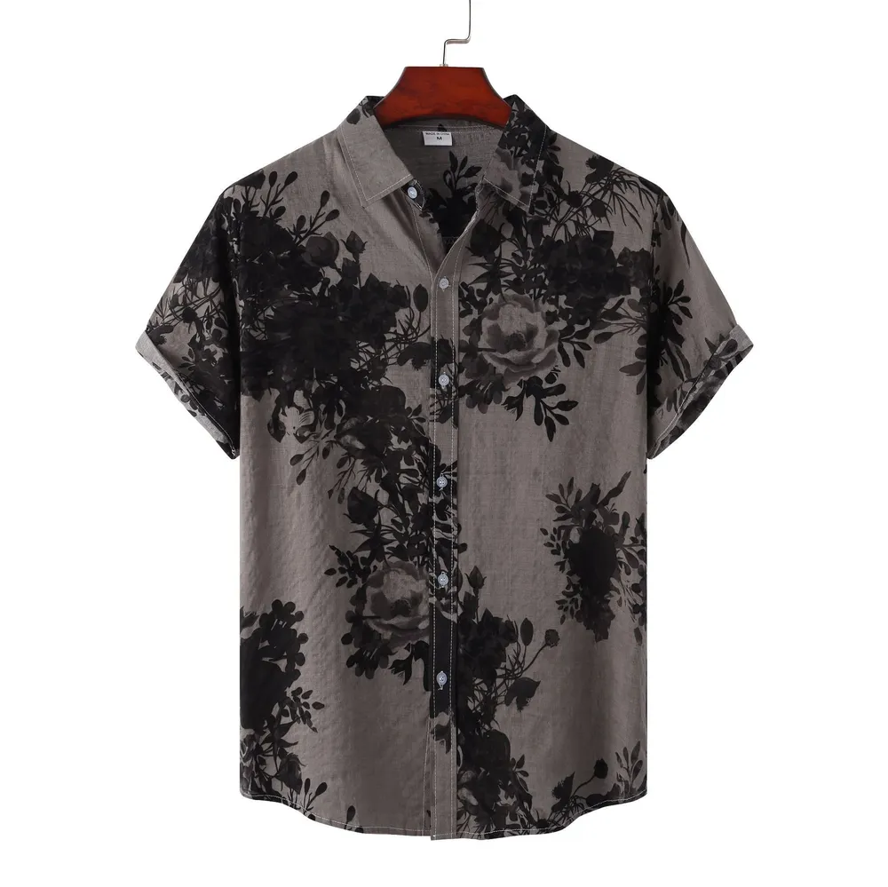 Men's Plus Size Printed Short Sleeve Button Down Casual Shirt, image 4
